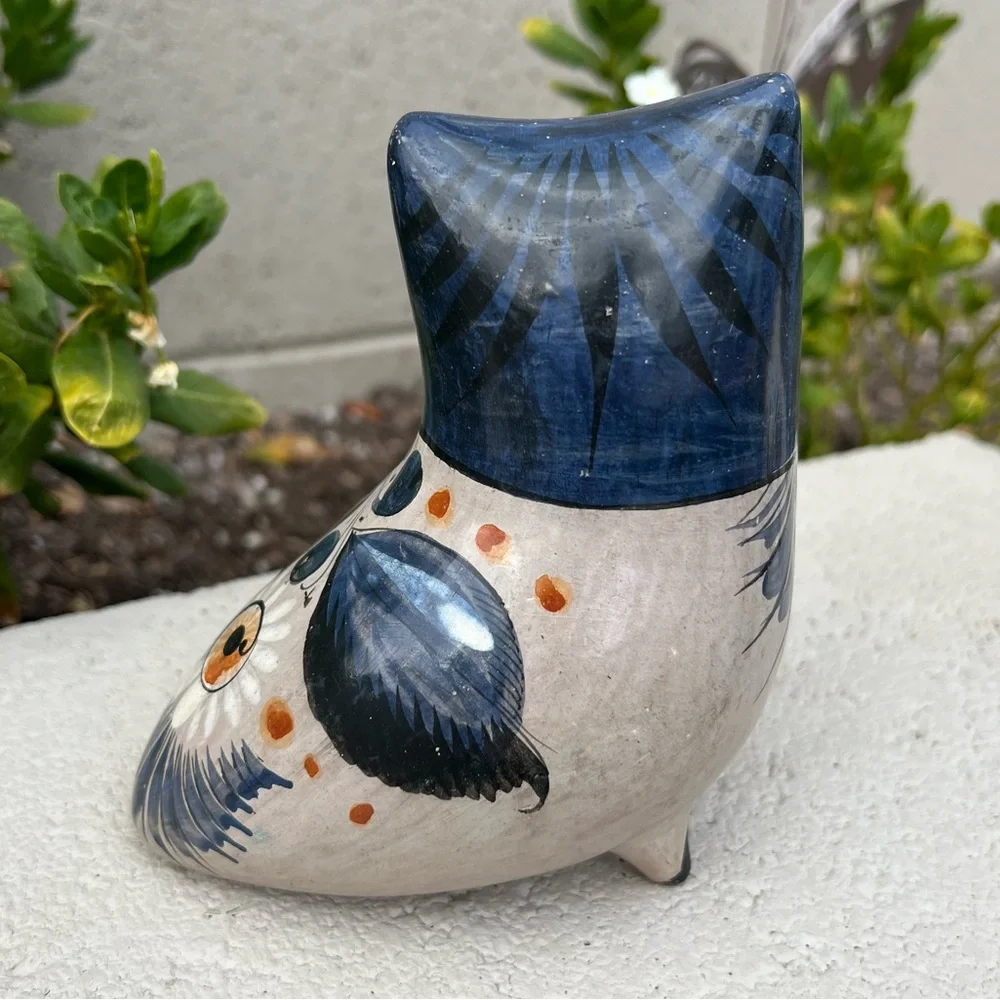 Tonala Mexican Pottery Vintage MCM Folk Art Owl